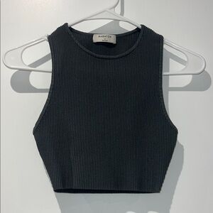 Aritzia Grey Ribbed Cropped Tank Top